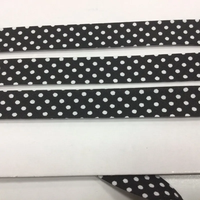 Šikmé prúžky, Galantéria, Vzorované - Šikmý prúžok bavlna 18mm čierna+biele bodky