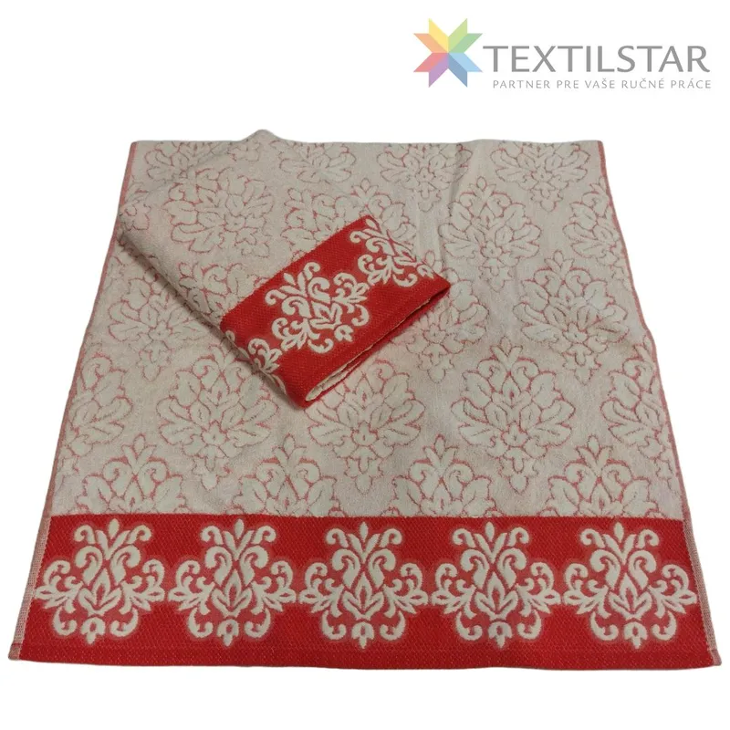 Uteráky, osušky, Bytový textil a dekorácie - Bavlnená osuška Super Soft Line 70x140 cm - červená s ornamentom