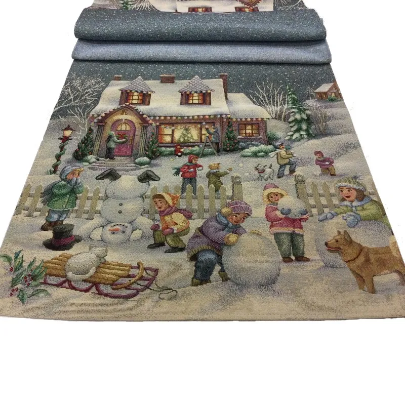 Vianočné obrusy, Dekoračné obrusy, behúne, Obrusy na stoly, Bytový textil a dekorácie - Gobelínový behúň na stôl 40 x140 zimná krajinka