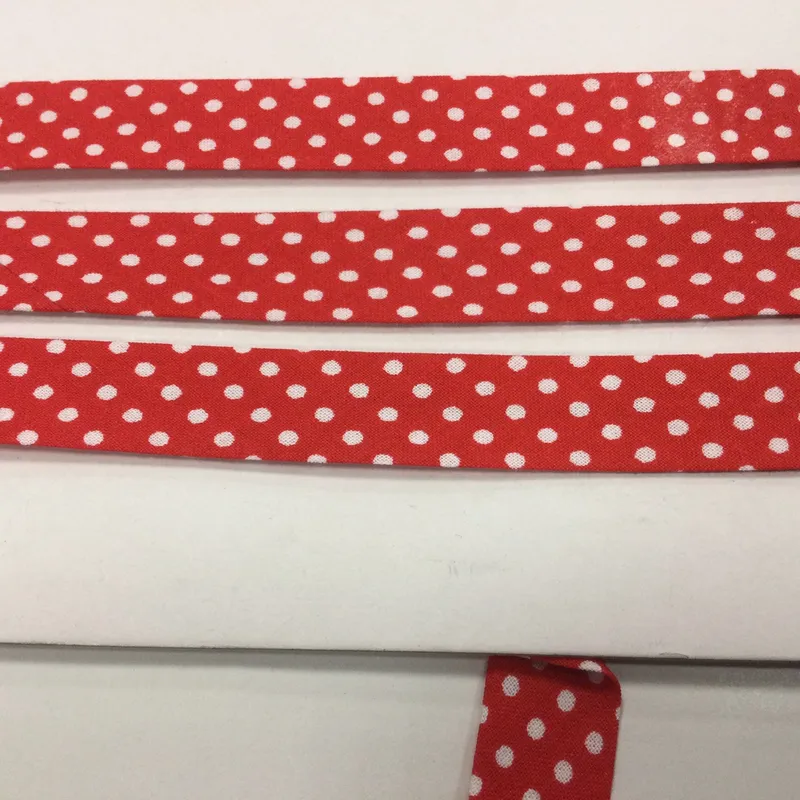 Vzorované, Šikmé prúžky, Galantéria - Šikmý prúžok bavlna 18mm červená+biele bodky