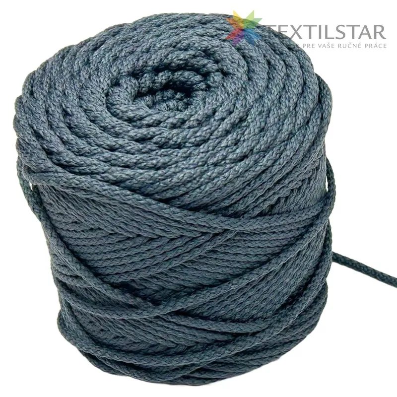 Galantéria, Šnúry, šnúrky - Šnúra okruhlá, 3mm, 100% polyester - tmavošedá