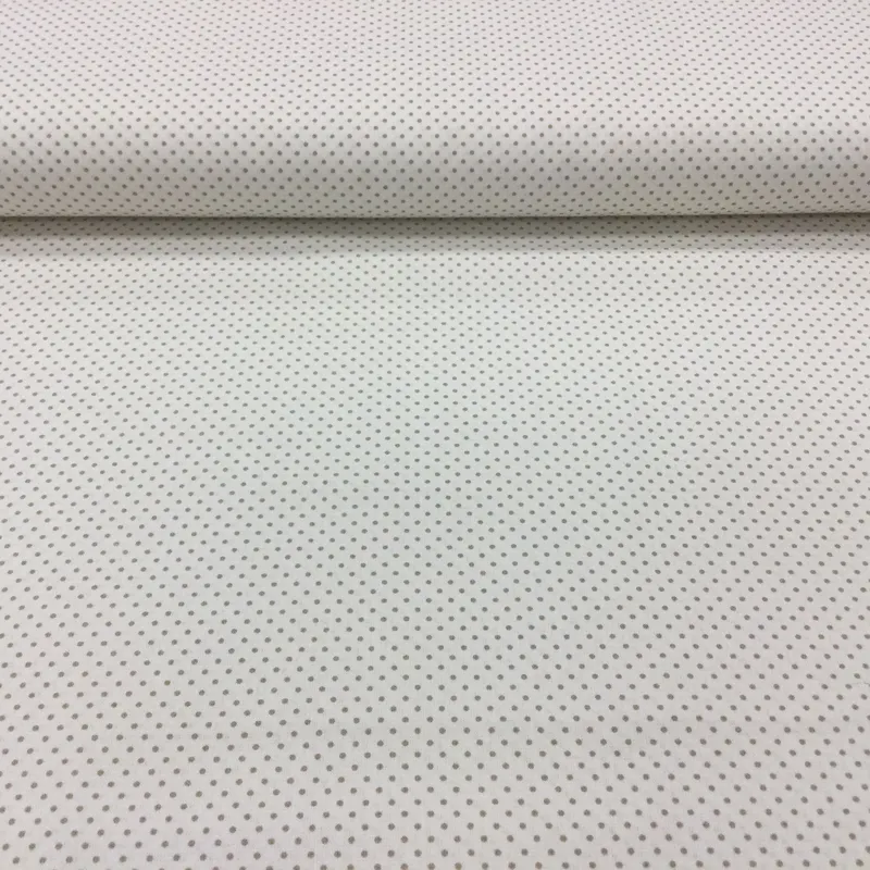 Bavlnené látky, Látky metráž - Bavlnená látka Béžové bodky 2mm na bielom podklade