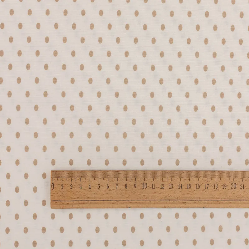 Bavlnená látka Bledohnedé bodky 4mm na bielom podklade