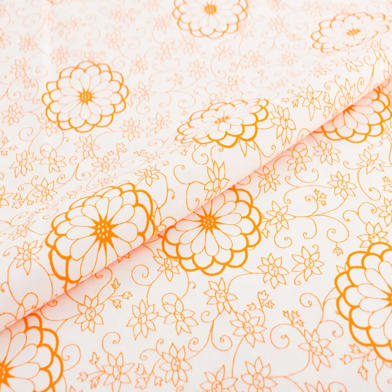 Veľkonočné látky, Látky, Bavlnené látky - Bavlnená látka Veľké oranžové kvety na bielom podklade
