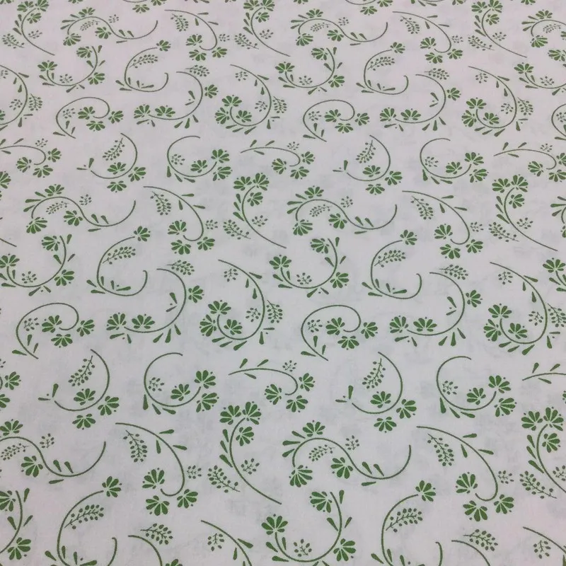 Bavlnené plátno, Veľkonočné látky, Látky - Bavlnená látka Zelené kvety na stonke na bielom podklade