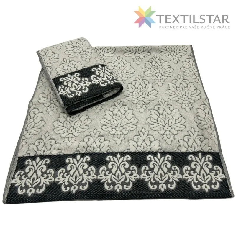 Bytový textil a dekorácie, Uteráky, osušky - Bavlnená osuška Super Soft Line 70x140 cm - čierna s ornamentom