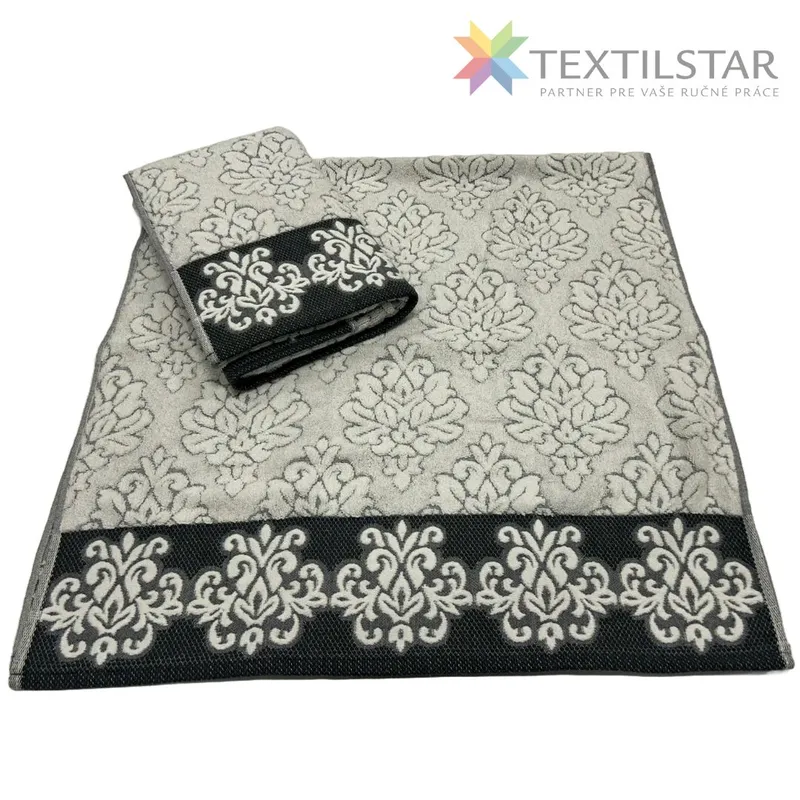 Uteráky, osušky, Bytový textil a dekorácie - Bavlnená osuška Super Soft Line 70x140 cm - čierna s ornamentom