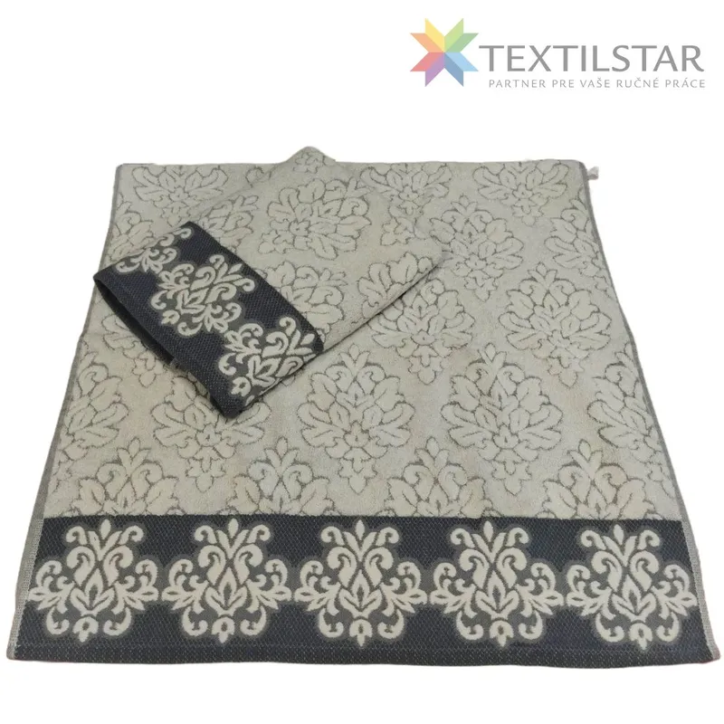 Bytový textil a dekorácie, Uteráky, osušky - Bavlnená osuška Super Soft Line 70x140 cm - šedá s ornamentom