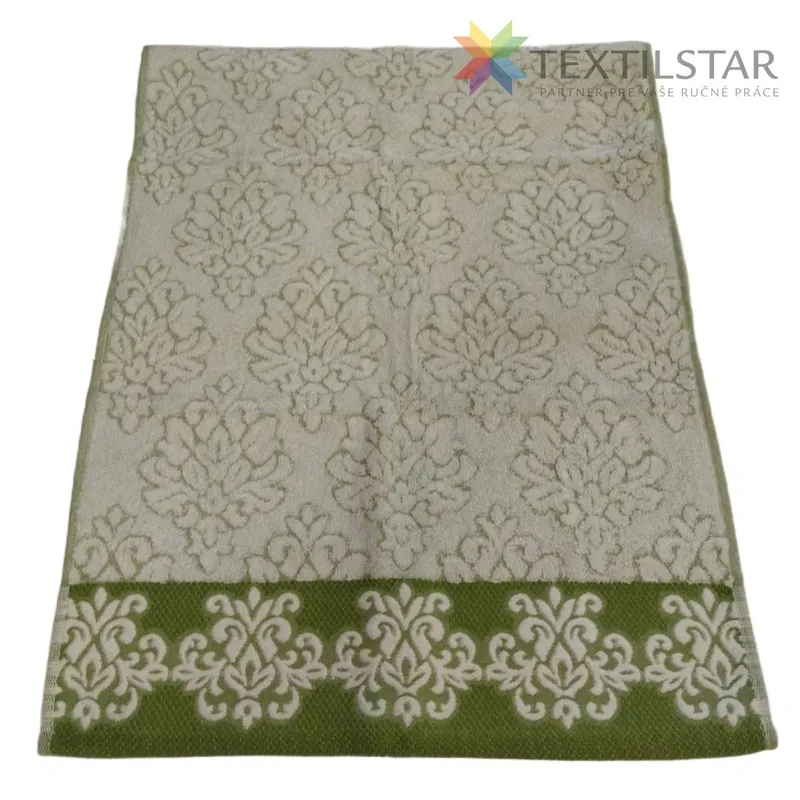 Bytový textil a dekorácie, Uteráky, osušky - Bavlnený uterák Super Soft Line 50x100 cm - olivová zelená s ornamentom
