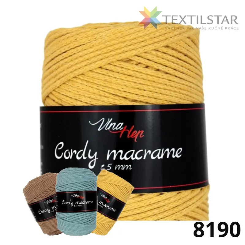 Cordy 2,5mm - macrame 8190- žltá