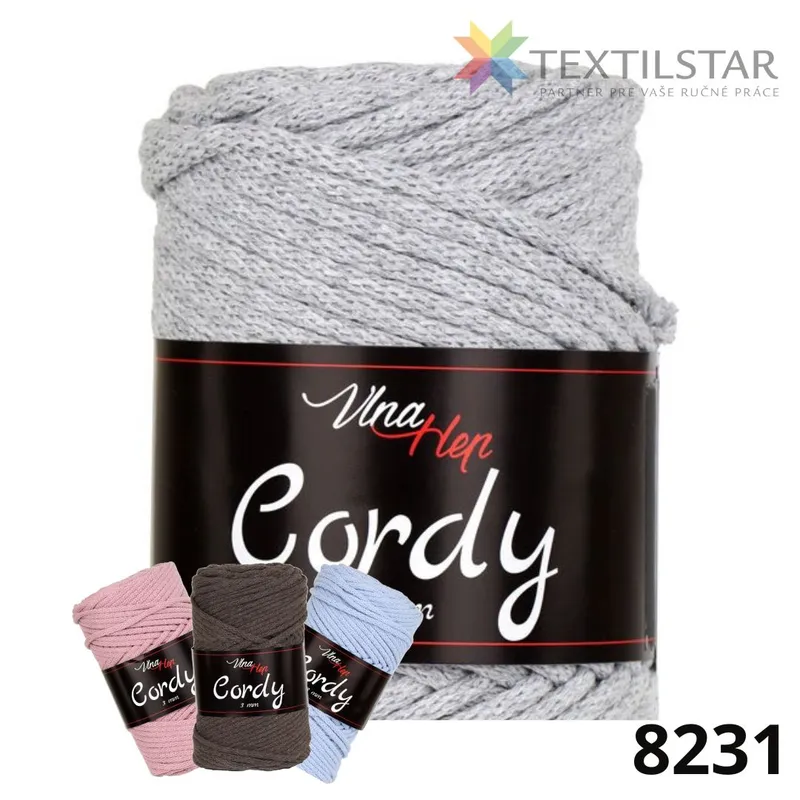 Cordy 3mm - povrázkov priadza 8231- šedá