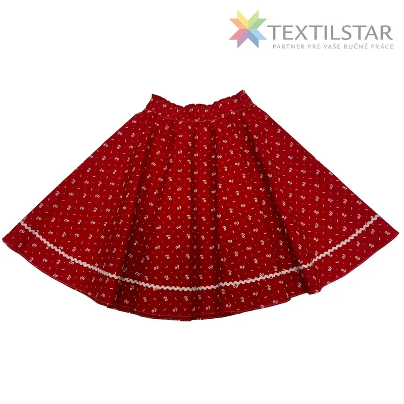 Sukne, Výrobky z našej dielne - Dievčenská kruhová sukňa folklór - červená