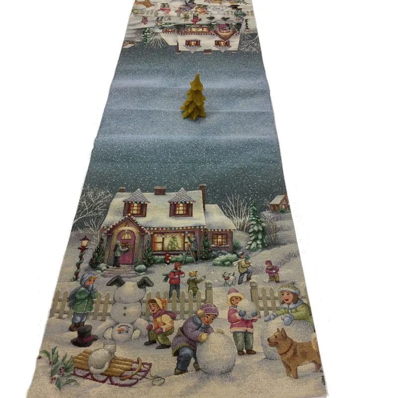 Bytový textil a dekorácie, Dekoračné obrusy, behúne - Gobelínový behúň na stôl 40 x140 zimná krajinka