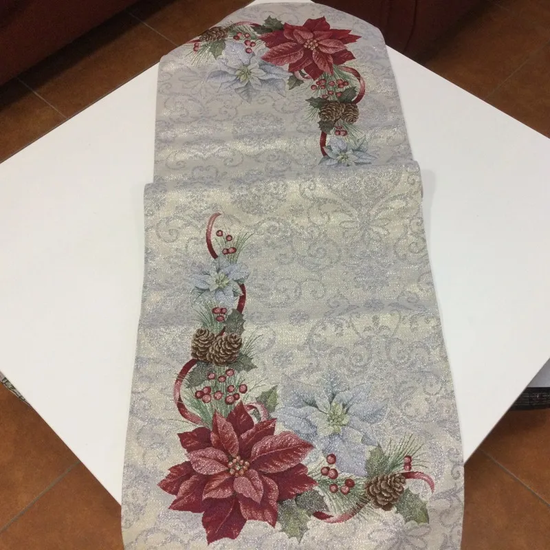 Bytový textil a dekorácie, Dekoračné obrusy, behúne - Gobelínový behúň na stôl 45 x140  vianočná ruža