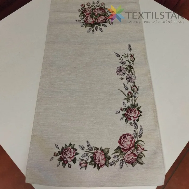 Obrusy na stoly, Dekoračné obrusy, behúne, Bytový textil a dekorácie - Gobelínový behúň na stôl chenille 45x140 Ruže