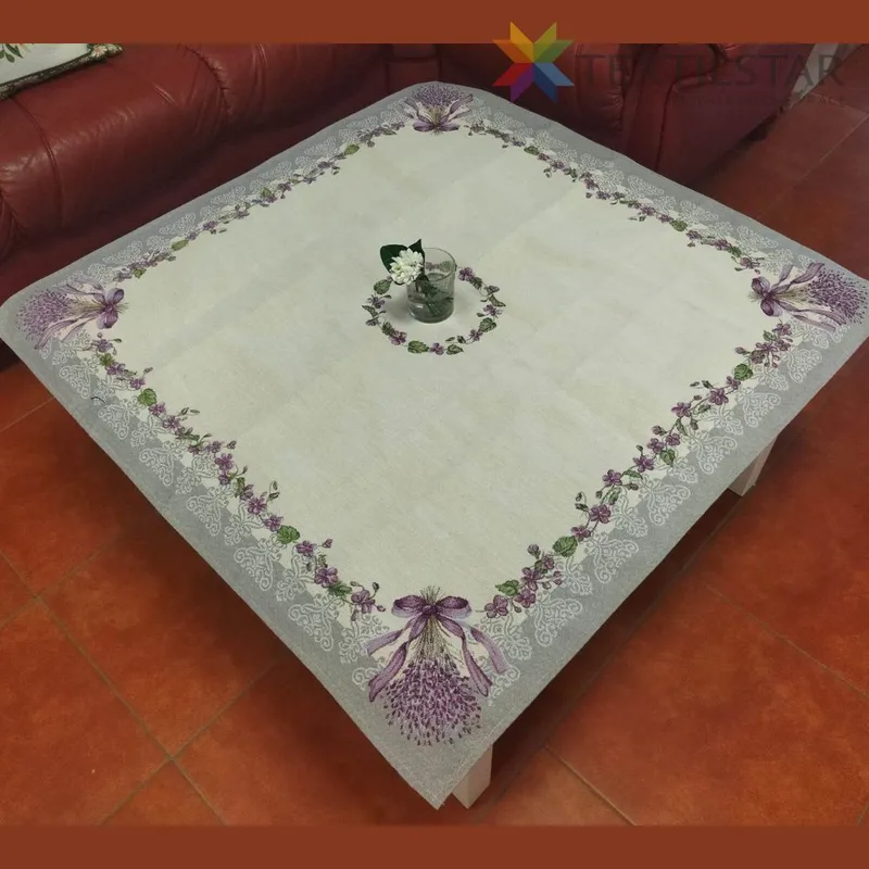Bytový textil a dekorácie, Dekoračné obrusy, behúne - Gobelínový obrus na stôl 100x100 Fialky a levanduľa
