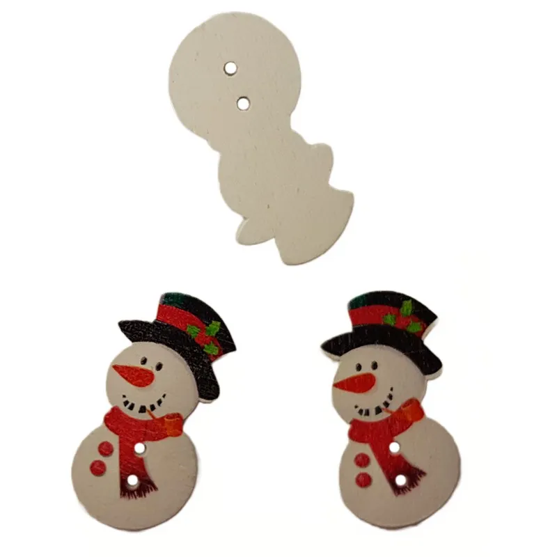 Našívacie gombíky, Gombíky, Galantéria - Gombík dekoračný, drevený - snehuliak