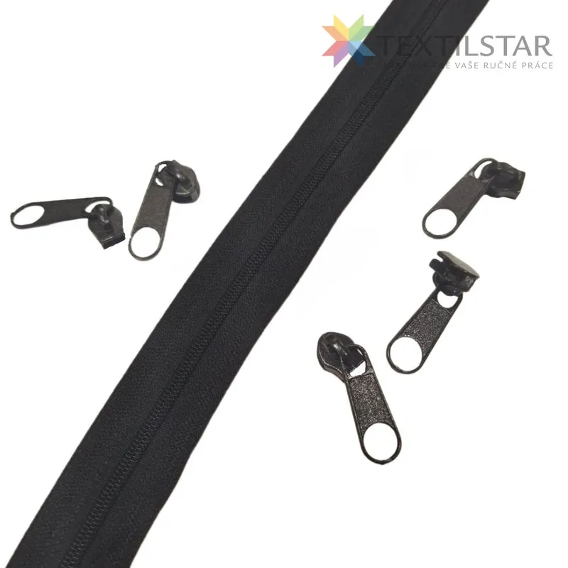 Zipsy, Metrážne zipsy, Galantéria - Jazdec na špirálový zips 3mm POL 332 čierna