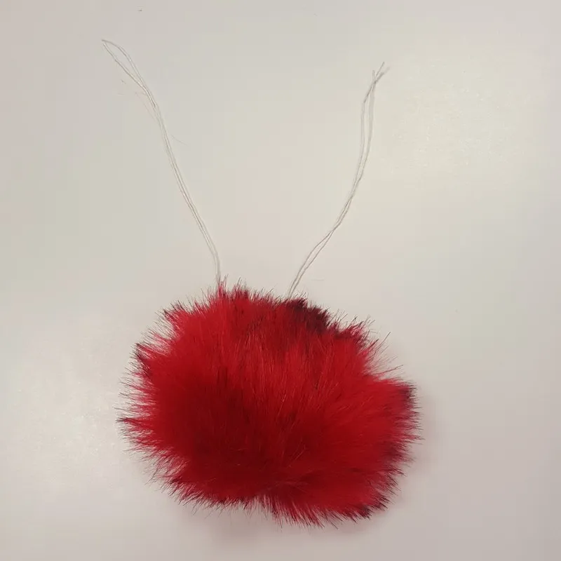 Brmbolce, Galantéria - Kožušinový brmbolec na čiapku 12 cm -červená