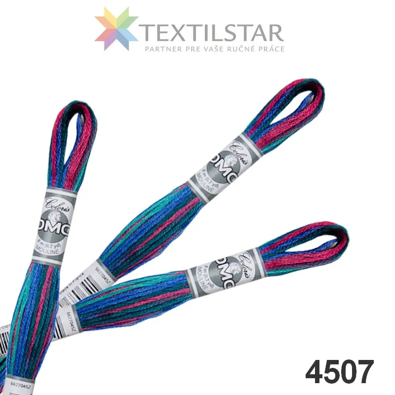 Bavlnky na vyšívanie, DMC Coloris, Priadze, Galantéria, Vyšívanie, Vyšívacie priadze, DMC Coloris - viacfarebné, Mulinky - Mulinky na vyšívanie Coloris melírovaná DMC 4507 - modroružová