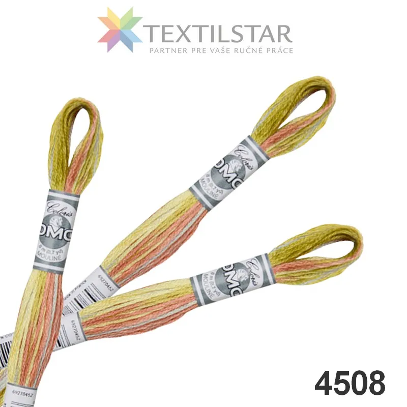 Bavlnky na vyšívanie, DMC Coloris, DMC Coloris - viacfarebné, Galantéria, Mulinky, Priadze, Vyšívacie priadze, Vyšívanie - Mulinky na vyšívanie Coloris melírovaná DMC 4508 - žltooranžová