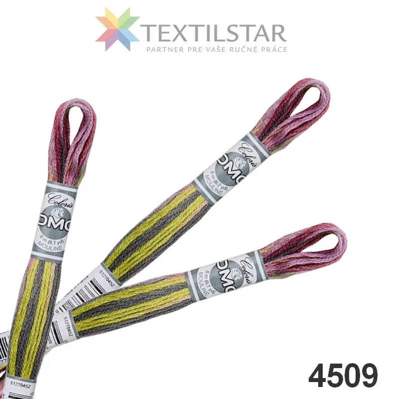 DMC Coloris - viacfarebné, DMC Coloris, Mulinky, Priadze, Vyšívanie, Vyšívacie priadze, Bavlnky na vyšívanie, Galantéria - Mulinky na vyšívanie Coloris melírovaná DMC 4509 - zelenoružová tmavá