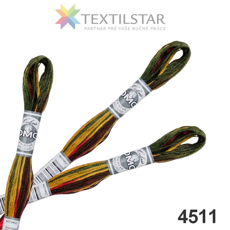 Vyšívacie priadze, Bavlnky na vyšívanie, Galantéria, Vyšívanie, Priadze, Mulinky, DMC Coloris - viacfarebné, DMC Coloris - Mulinky na vyšívanie Coloris melírovaná DMC 4511 - zelenooranžová