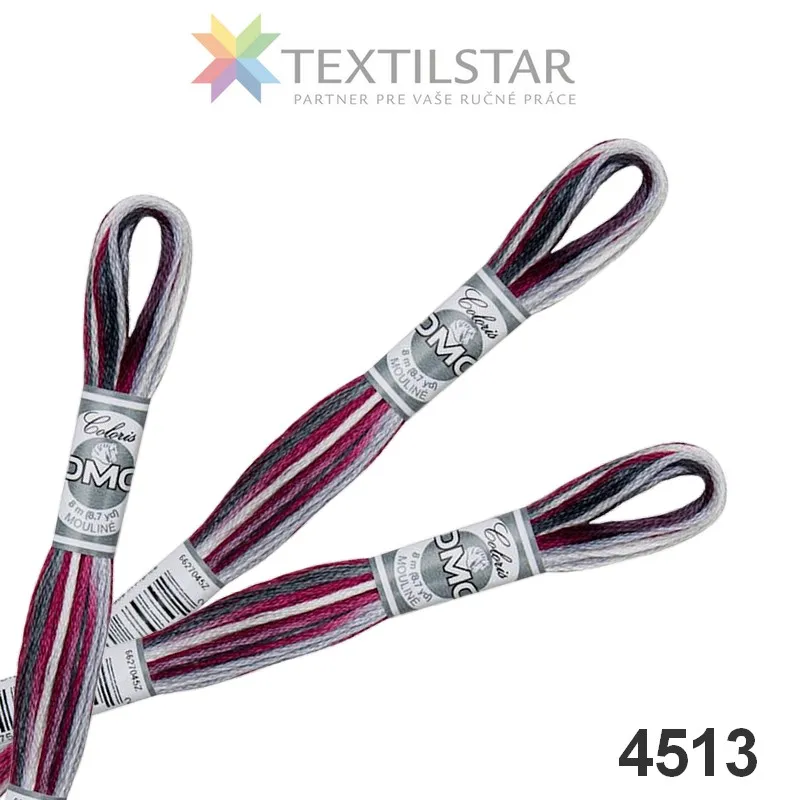 Vyšívanie, Vyšívacie priadze, Mulinky, Priadze, Bavlnky na vyšívanie, Galantéria, DMC Coloris, DMC Coloris - viacfarebné - Mulinky na vyšívanie Coloris melírovaná DMC 4513 - šedočervená