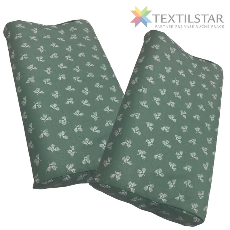 Bytový textil a dekorácie, Obliečky vankúše, Obliečky na anatomický vankúš, Výrobky z našej dielne, Vankúšiky - Obliečky na anatomický vankúš sada 2 kusy 30x50 - biele kvety na zelenom