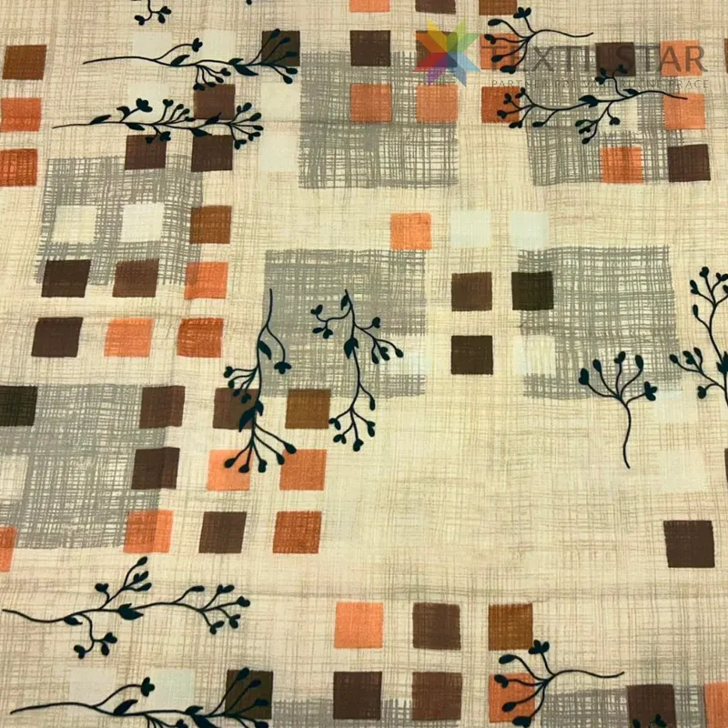 Obrusy na stoly, Teflónové obrusy, Bytový textil a dekorácie - Obrus odolný voči škvrnám 120x140 cm - štvorčeky a kvietky - hnedá