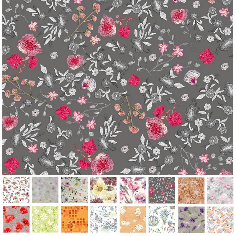 Teflónové obrusy, Obrusy na stoly, Bytový textil a dekorácie - Obrus odolný voči škvrnám 120x140 cm Ružové a šedé kvietky