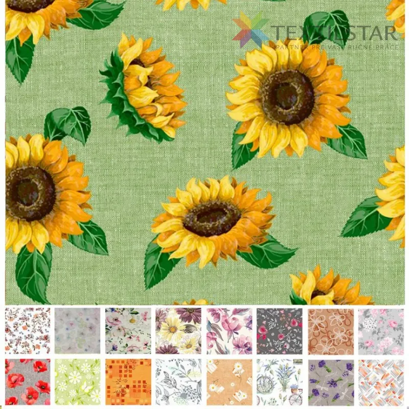 Teflónové obrusy, Bytový textil a dekorácie, Obrusy na stoly - Obrus odolný voči škvrnám 120x140 cm slnečnice na zelenej lúke