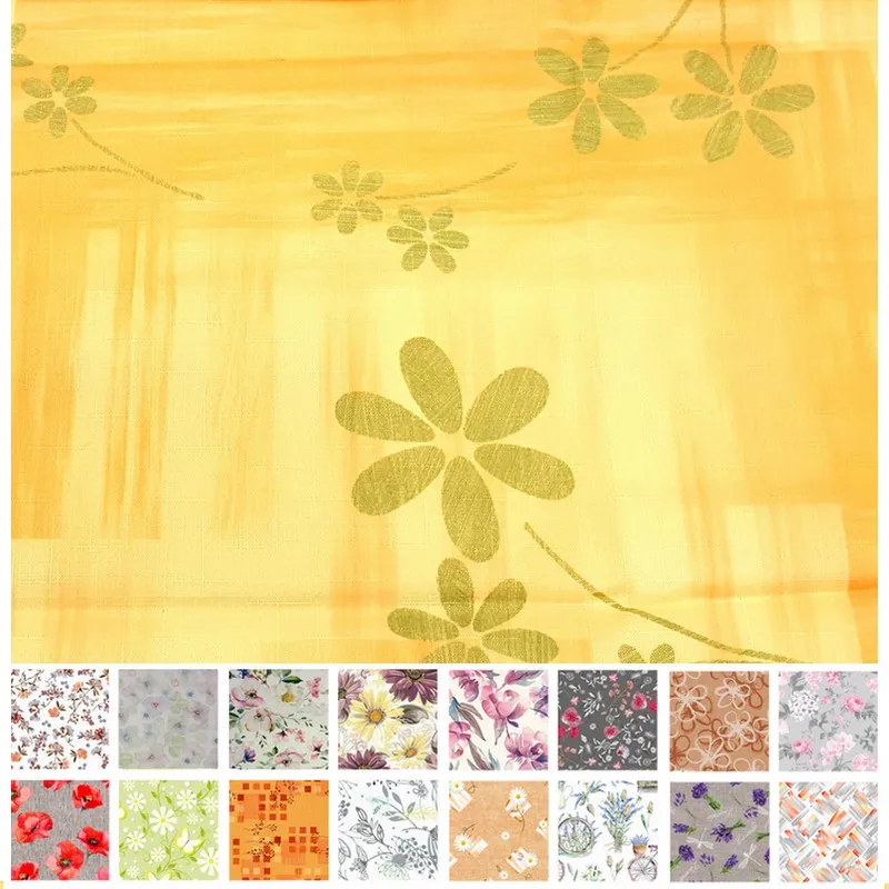 Obrusy na stoly, Teflónové obrusy, Bytový textil a dekorácie - Obrus odolný voči škvrnám 120x140 cm zelené kvety na oranžovom