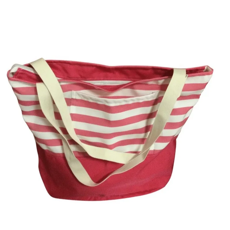 Plážové tašky, Výrobky z našej dielne - Plážová taška červená s pásikom