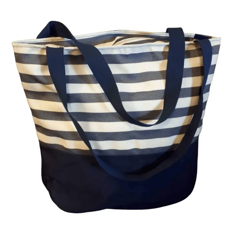 Výrobky z našej dielne, Plážové tašky - Plážová taška modrá s pásikom