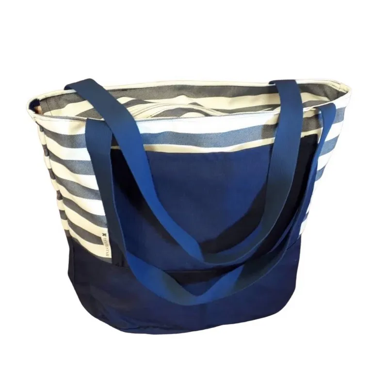 Plážové tašky, Výrobky z našej dielne - Plážová taška modrá s pásikom