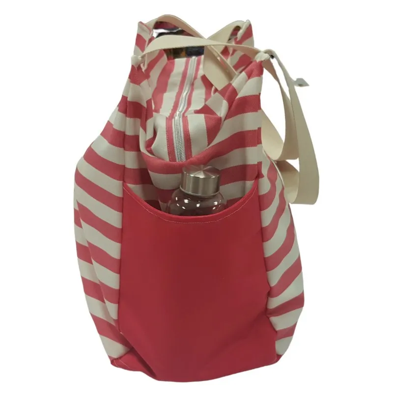Plážové tašky, Výrobky z našej dielne - Plážová taška rodinná červená s pásikom