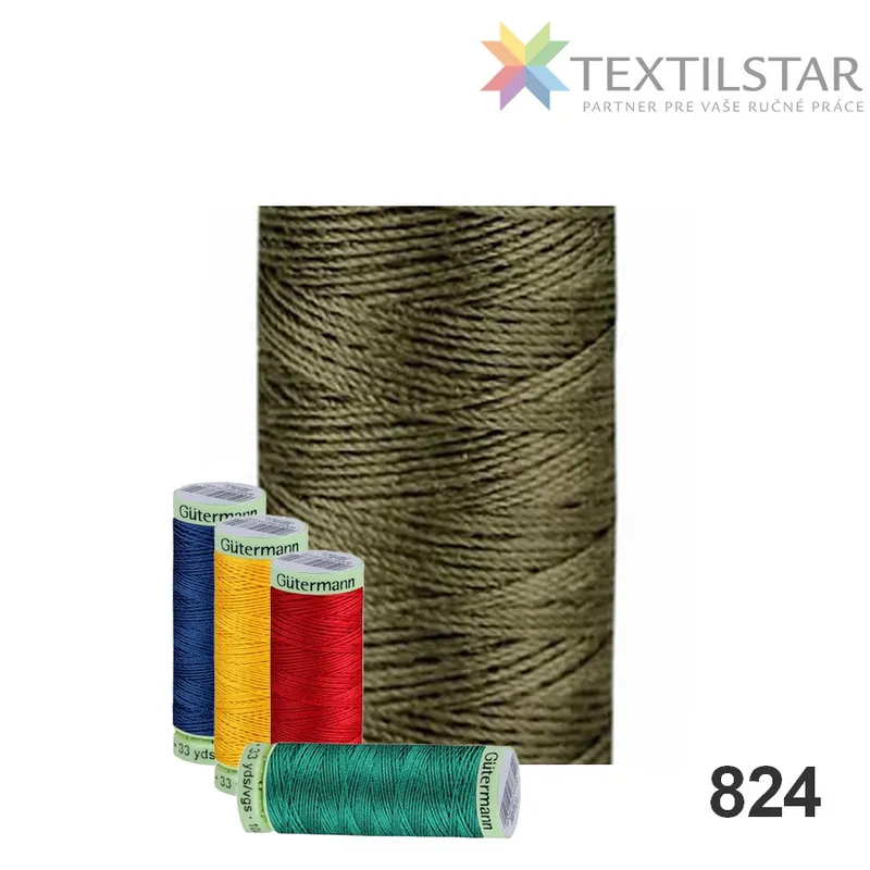 Galantéria, Polyesterová niť Gütermann Jeans, Nite - Polyesterová niť Guterman jeans 30m 824 zelená