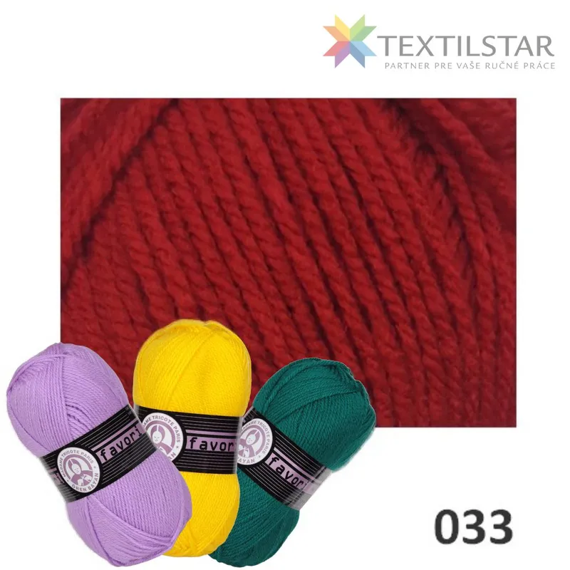 Favori, Priadze, Pletacie priadze - Priadza FAVORI 033 - tmavá červená 100g