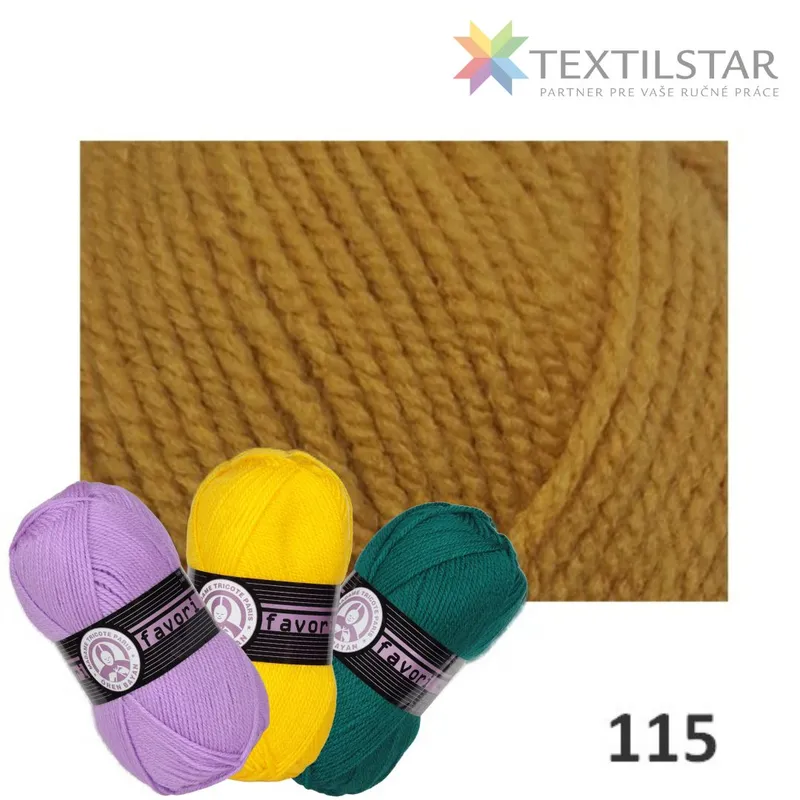 Pletacie priadze, Priadze, Favori - Priadza FAVORI 115 - horčicová 100g