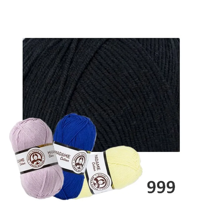 Madame cotton, Priadze, Pletacie priadze - Priadza MADAME COTTON 999 - čierna 100g