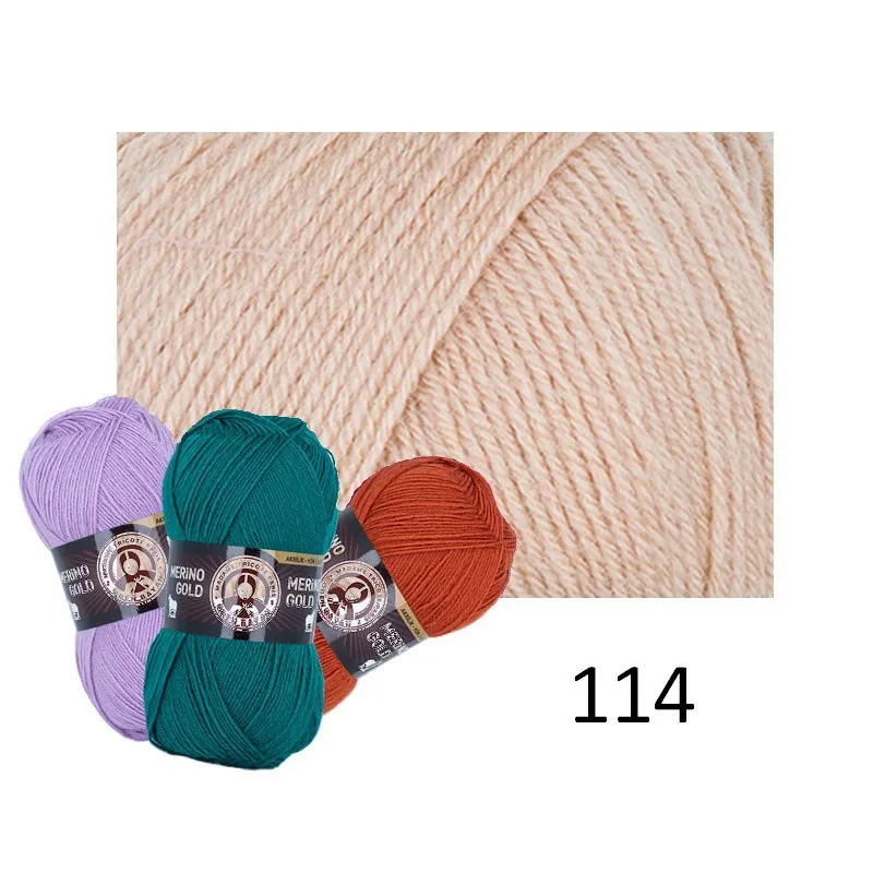 Merino gold, Priadze, Pletacie priadze - Priadza MERINO GOLD 114 - piesková