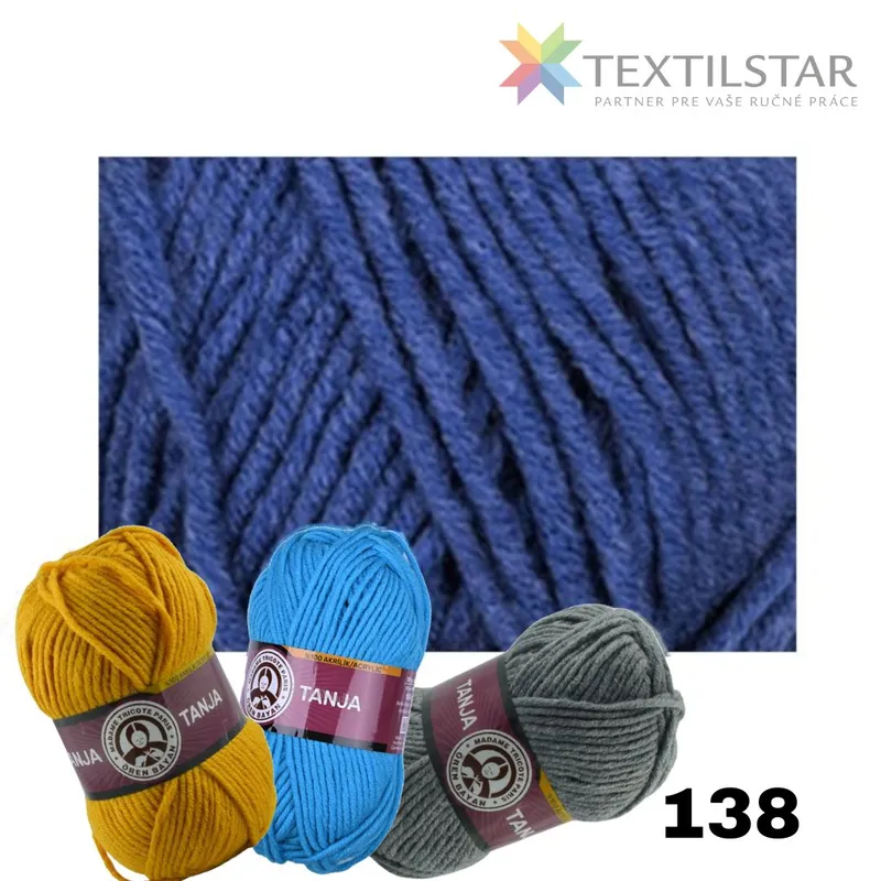 Priadze, Tango/Tanja, Pletacie priadze - Priadza TANGO 138 - denim 100g