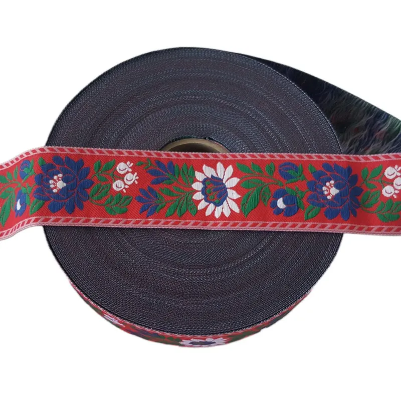 Folkórne stuhy, Vzorované stuhy, Galantéria, Stuhy - Stuha krojová 35mm-červená