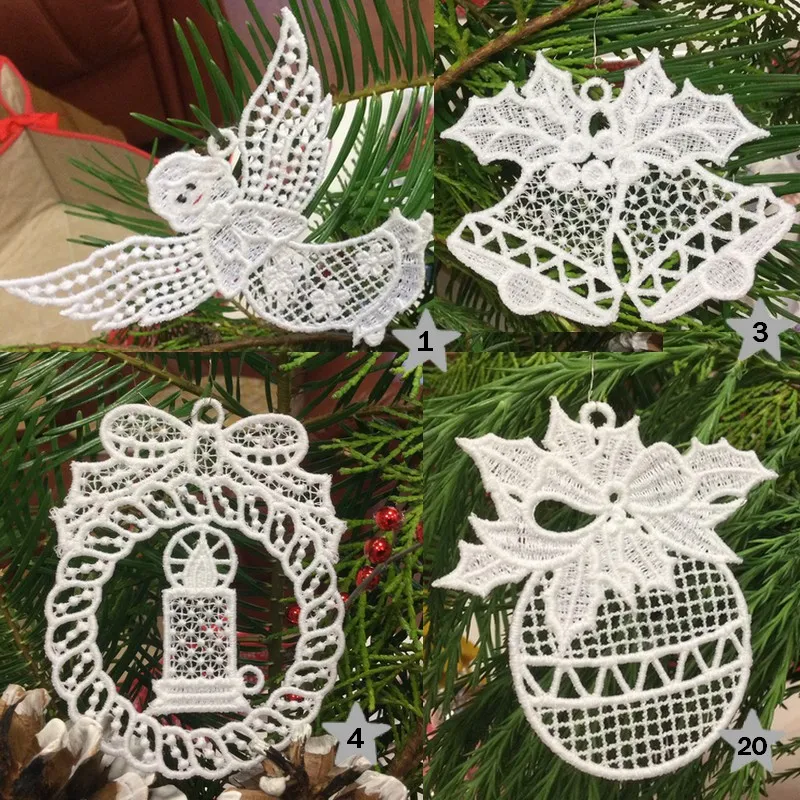 Výrobky z našej dielne, Vyšívané vianočné ozdoby na stromček - Vyšívaná vianočná ozdoba - Anjelik s trúbkou